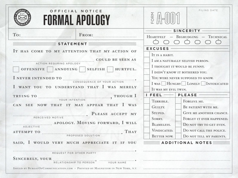 formal apology form