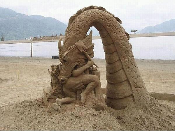 dragon sand sculpture